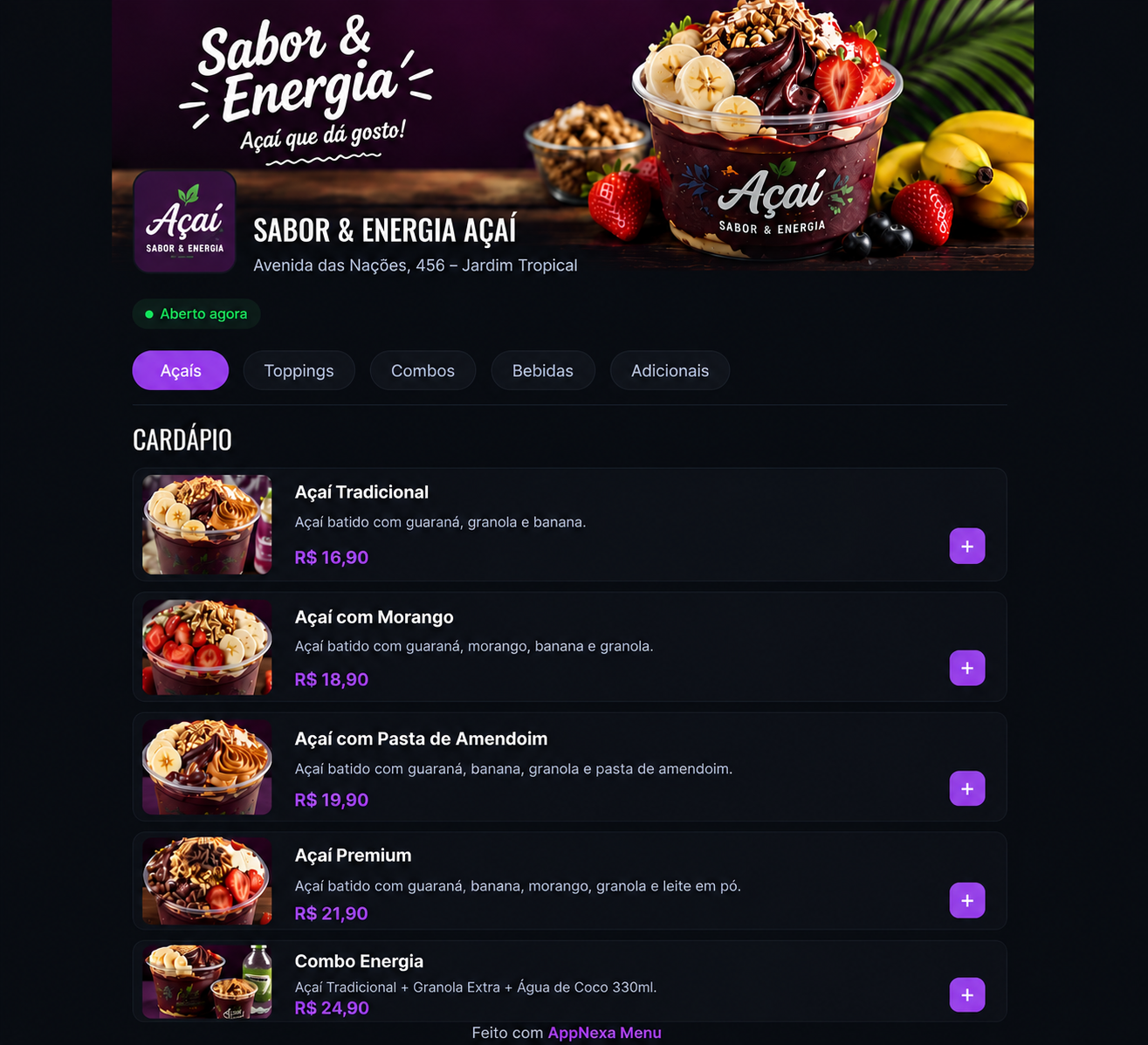 App Nexa Menu